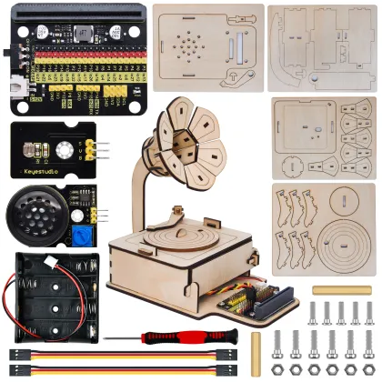 Mini Light Controlled Phonograph DIY Kit: Programming Robotics with Microbit for Kids