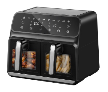 หน้าจอสัมผัส 9L หน้าจอ Double Air Fryer: เตาอบหม้อทอดลึกดิจิตอลพร้อมตะกร้าอิสระ 2 ใบ - เพื่อนร่วมทำอาหารที่ดีที่สุดของคุณ