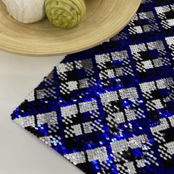 Magic  Mulicolor Sequins Rhonbus Embroidery Fabric
