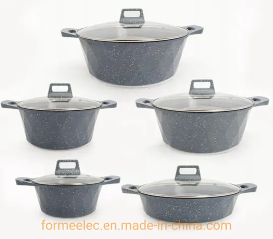 10 PCS Cookware Set Aluminum Casserole Ceramic Coating Stewpot Granite Set Casserole