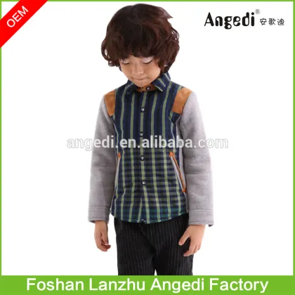 Children Winter Button Shirt Kids Plaid Polo Shirt 100% Cotton Long Sleeve Latest Shirt Design For Boys