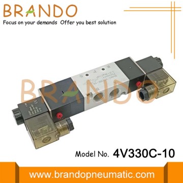 3/8 &#39;&#39;4V330C-10 4V330E-10 4V330P-10 5/3 웨이 공압 에어 솔레노이드 밸브 12V 110V 220V DC AC