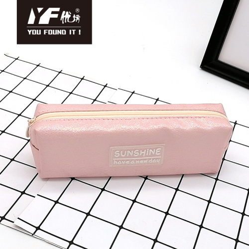 Pu Leather Pencil Case Custom letters printing simple fashion pu pencil case Manufactory