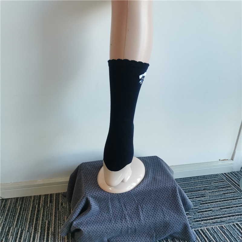 Embroidede Floral Ladies Nylon Knit Crew Socks