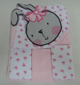 lOVELY PINK RABBIT TOWEL HOODED TOWEL