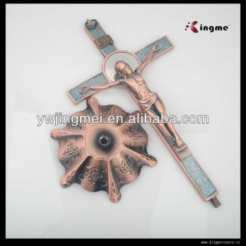 Large St. Benedict Metal Crucifix with Stand