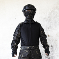 Black Multicam Combat Shirt Elbow Pads Jersey Taktis