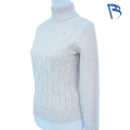Pulover din tricot cu cablu, de culoare bej, caise
