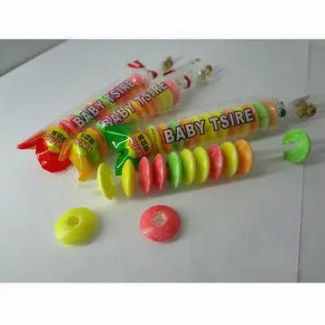 Round roll brochette fruit flavor candies