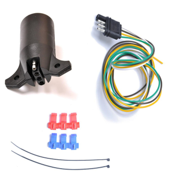 Trailer parts RV 7 Way Round to 4 Pin Flat Trailer Light Adapter Plug Connector Boat Black W/4-Pin Trailer Light Wiring Harness