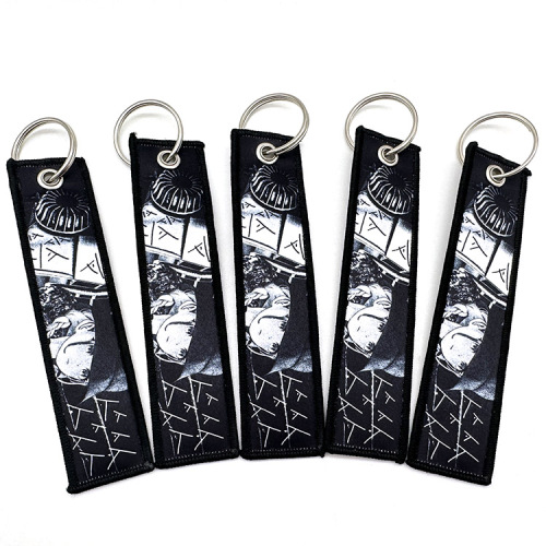 Black Fabric English alphabet Embroidery Anime Keychain