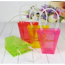 gusset pp shopping bag with plastic handle, clear PP Plastic shopping bags as promotion, cosmetic plastic packaging bag clear pv