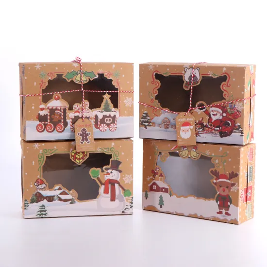 2022 Christmas Gift Packaging: Kraft Christmas Cake, Cookie, and Candy Box with Window