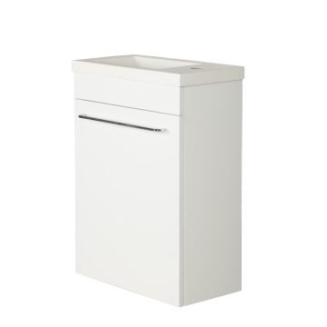 White Corner PVC Surface Bathroom Vanity Cabinet with Sink Set