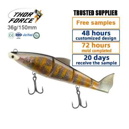 THORFORCE 150mm 36g Sinking Jointed Lures - Realistic Artificial Fishing Bait for Bass