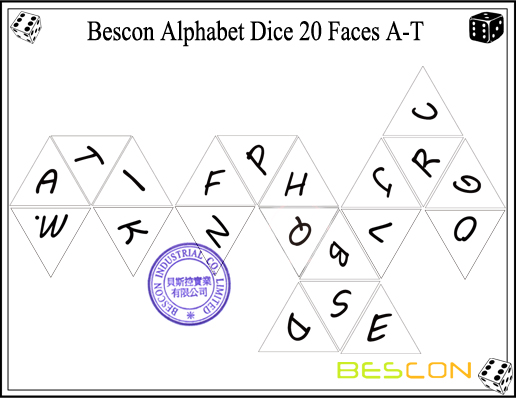 Bescon Alphabet Dice 20 Faces A-T-6