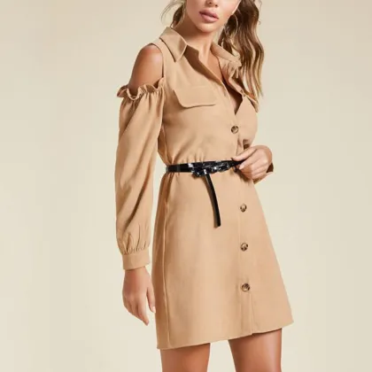 Autumn Long Sleeve Mini Shirt Dress