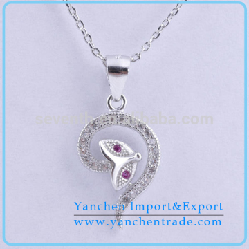 Cute Design Animal Shaped Pendant Necklace with Rhodium Plated CZ Diamond