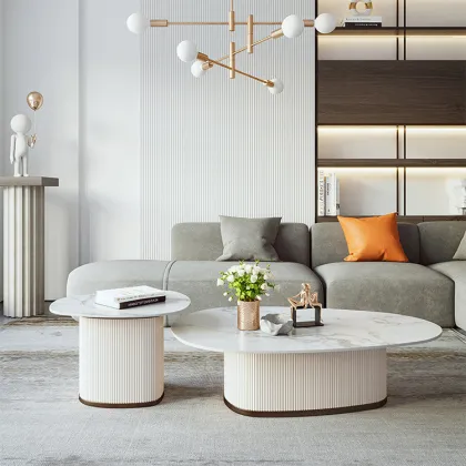 Light Transparent Round Black Glass Top Coffee Table