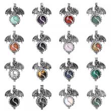 Stainless Steel Snake Chain Pterosaur Dragon Pendant Natural Stone Crystal Animal Pendant Charm for Diy Jewelry