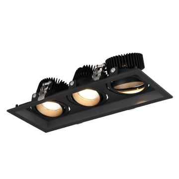 Brightness Triple Source 12W*3 LED COB Spotlight - Recessed, Anti-Glare Grille Downlight