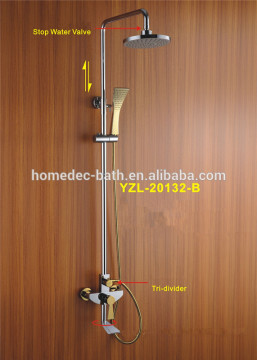 Brass gold and chrome finish 3 divider water valve shower kit