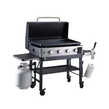 4 Burner Flat Top Cooking Barbecue Griddle Outdoor BBQ Gas Grill with Storage Rack