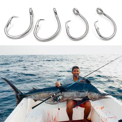 Stainless Steel Wide Gap In-line Tuna Catfish Circle Hooks for Bass and Bluegill