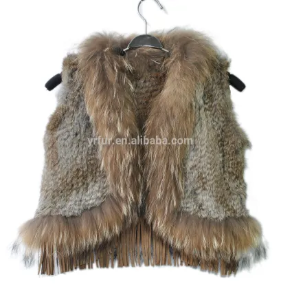 YR079 Top Quality Fashion Child's Rabbit and Raccoon Fur Vest/Cute Little Girl Fur Vest