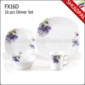 16 PCS square opal glass dinner set