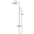 Exposed Brass Matte Black Rain Shower System
