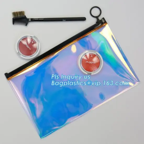 Slider Closure Cosmetic Bottle Set Packing PVC Bag, pouch clear vinyl pvc ziplock bag, clear pvc bag with slider for cosmetic