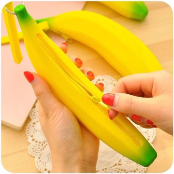Custodia a matita in silicone 3D carino per studenti - Design del portafoglio di scallion banana