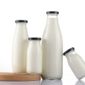 Food Grade Glass Milk Bottle with Metal Lid