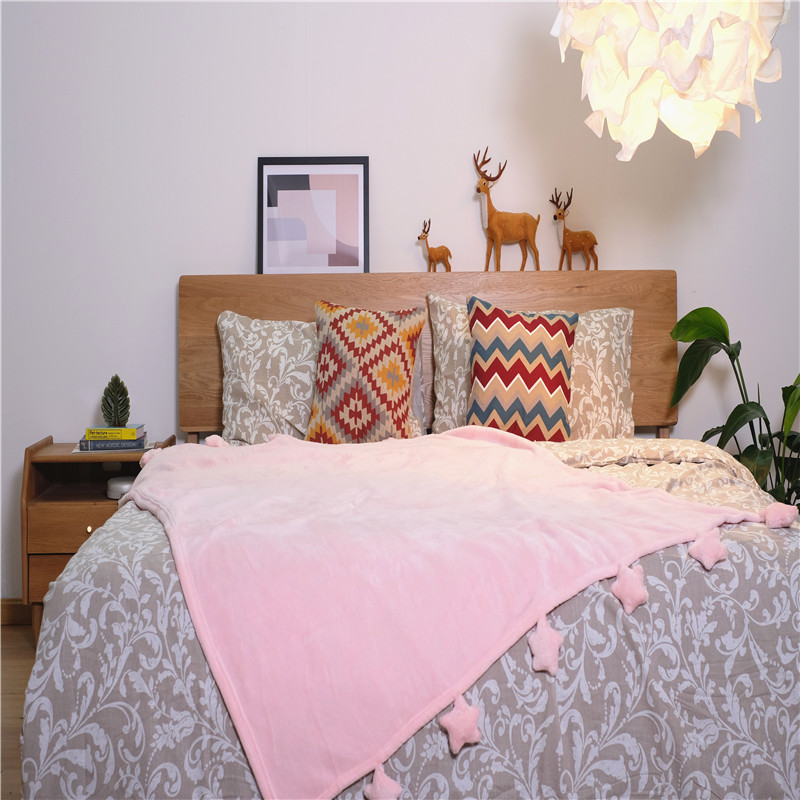 Pure Color Breathable Coral Velvet Children Bed Blanket