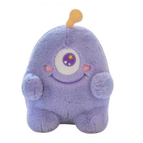 Cute purple one-eyed furry toy throw pillow