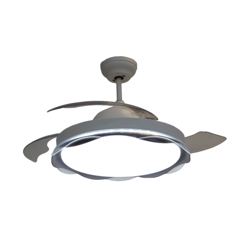 3-Blades White Ceiling Fan with Flower Lampshade