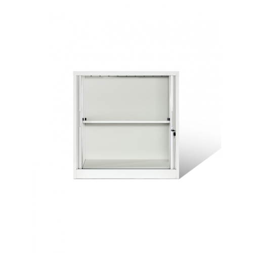 Half Height White Tambour Door Cabinet