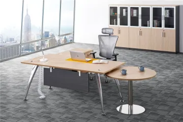 modern executive desk office table design with small round table