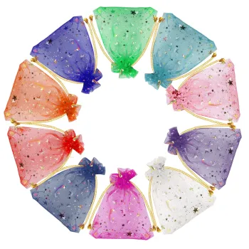 Moon Star Organza Jewelry Gift Pouch with Logo - Drawstring Pouch for Packaging