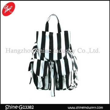 stripe canvas backpack/rucksack/schoolbag