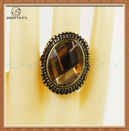 New Product Elegance Women Big Amber Crystal Ring