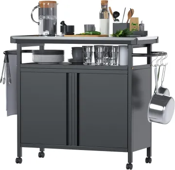 Movable Outdoor Grill and Storage Cabinet: A Comprehensive Kitchen Island Solution on Wheels