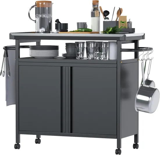 Movable Outdoor Grill and Storage Cabinet: A Comprehensive Kitchen Island Solution on Wheels