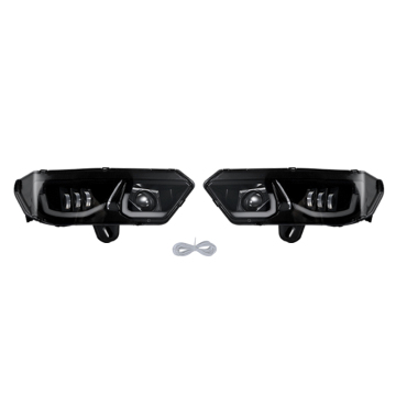 YongJin Black LED Headlight with DRL and Amber Turn Signal for Can Am Defender