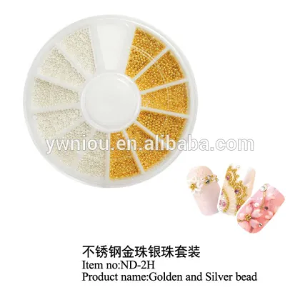 ND-2H golden & silver beads wheel; 1mm stainless steel beads for nail art
