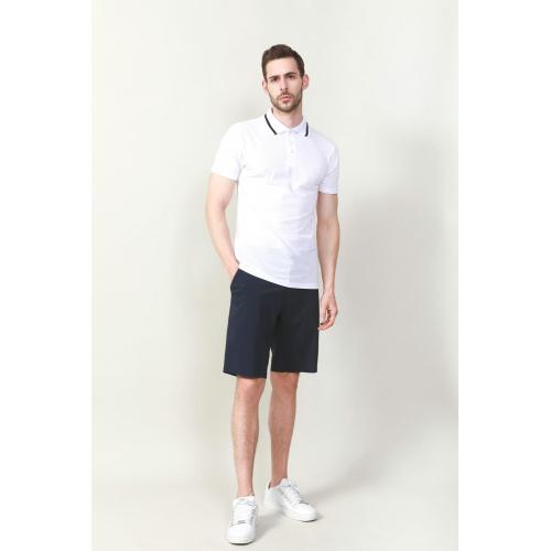 Cotton Plain Dye Polo Shirts MEN'S WHITE COLOR RIB COLLAR SOLID POLO Factory