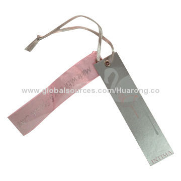 Silberpapier gedruckt Hangtag mit gedruckter Tag Seide und satin string