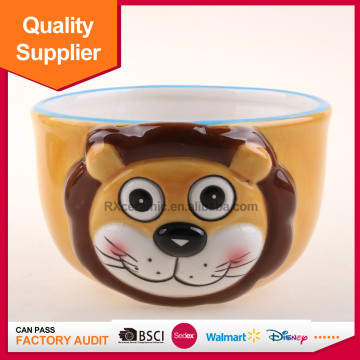 Eco-friendly 3d handpainted animal porcelain baby bowl