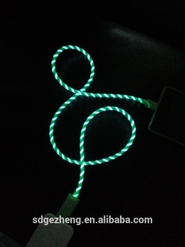 2015 luminous sync data cable manufacturer el usb cable with flowing light